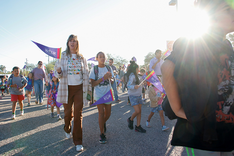Students and staff take part in Ruby Bridges Walk to School Day