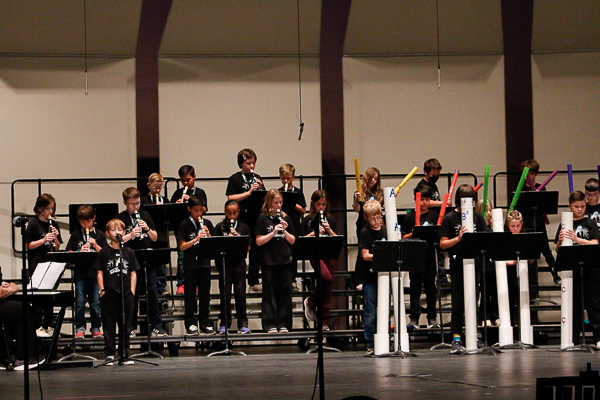 Honors musicians full band of records on the left and boomwackers on the right.